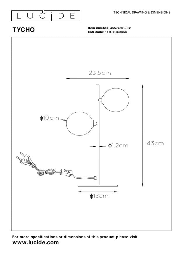 Lucide TYCHO Tafellamp - Mat Goud | Messing