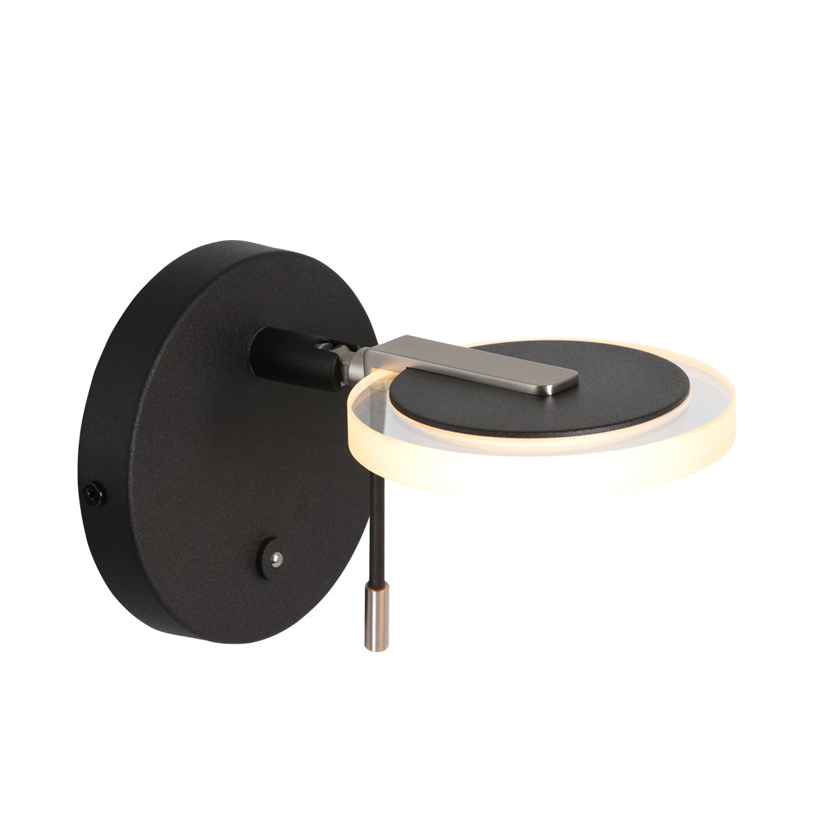 Steinhauer Turound wandlamp zwart glas kapdiameter: 11 cm