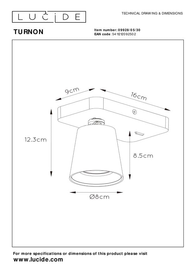 Lucide TURNON Bedlamp - Zwart
