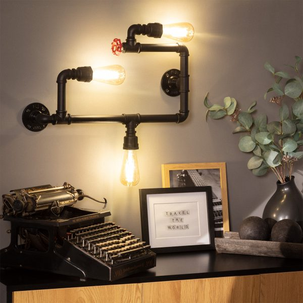 Bussandri Wandlamp industrieel - Metaal - Zwart