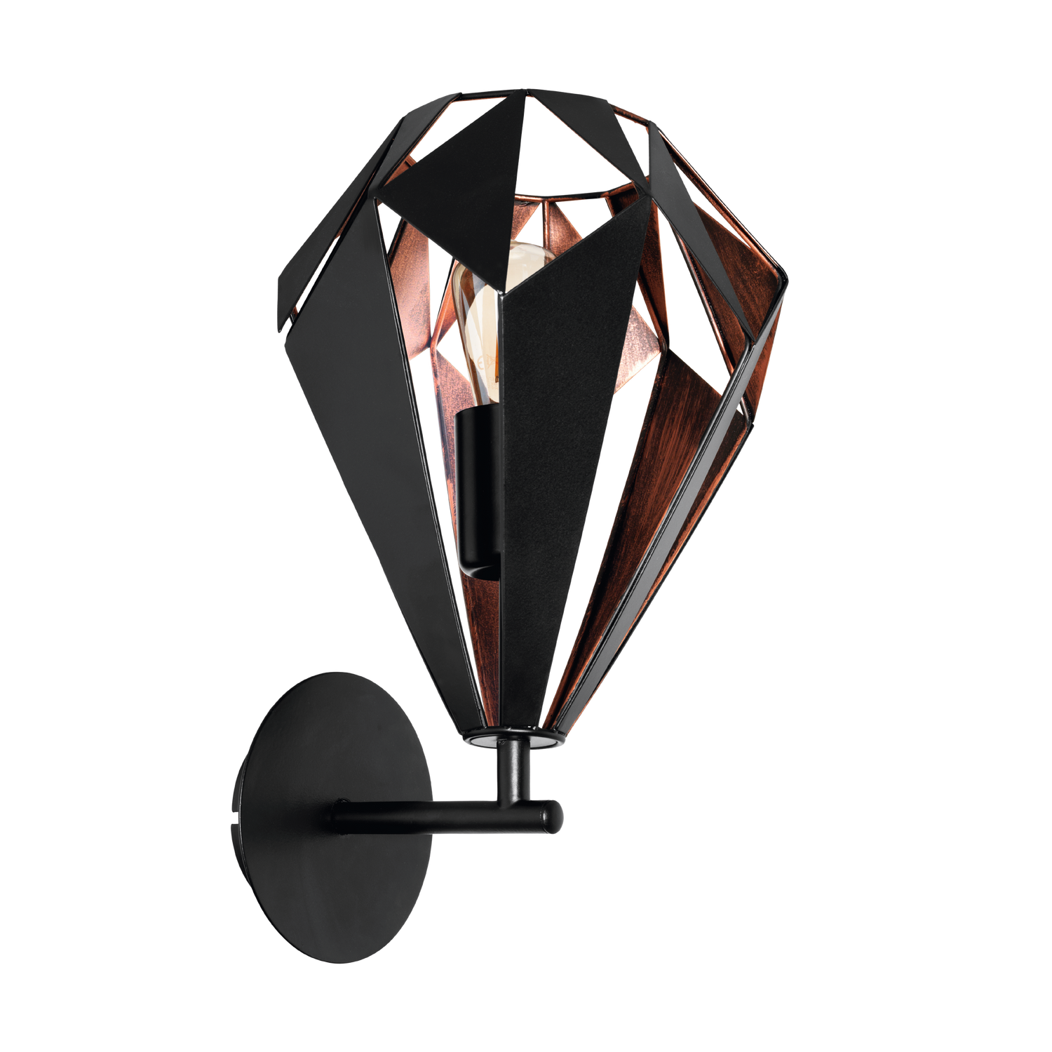 EGLO Carlton 1 Wandlamp - E27 - 33 cm - Zwart|Koper