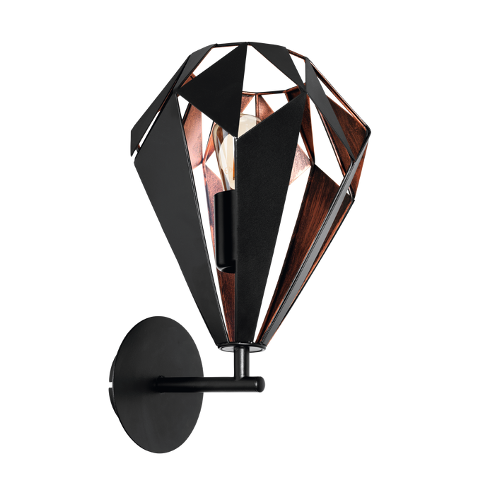 EGLO Carlton 1 Wandlamp - E27 - 33 cm - Zwart|Koper