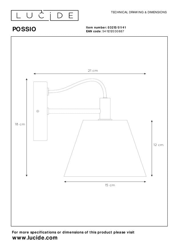 Lucide POSSIO Wandlamp - Grijs