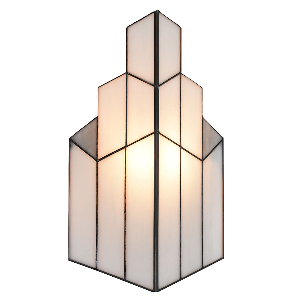 Clayre & Eef Wandlamp Tiffany  36x4x21 cm  Wit Glas Muurlamp