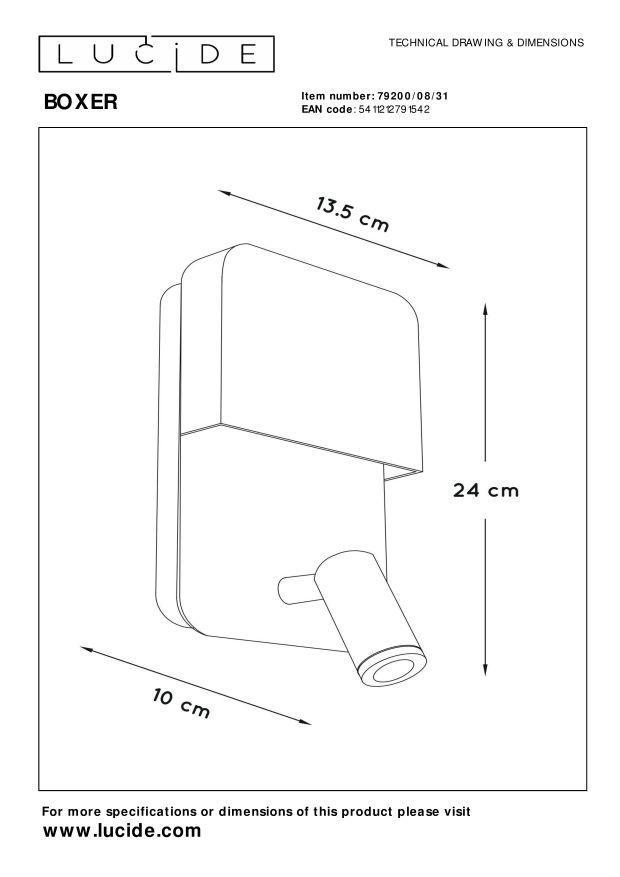 Lucide BOXER Bedlamp - Wit