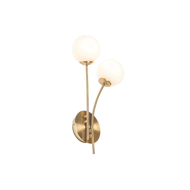 QAZQA Moderne wandlamp goud met opaal glas 2-lichts  - Athens