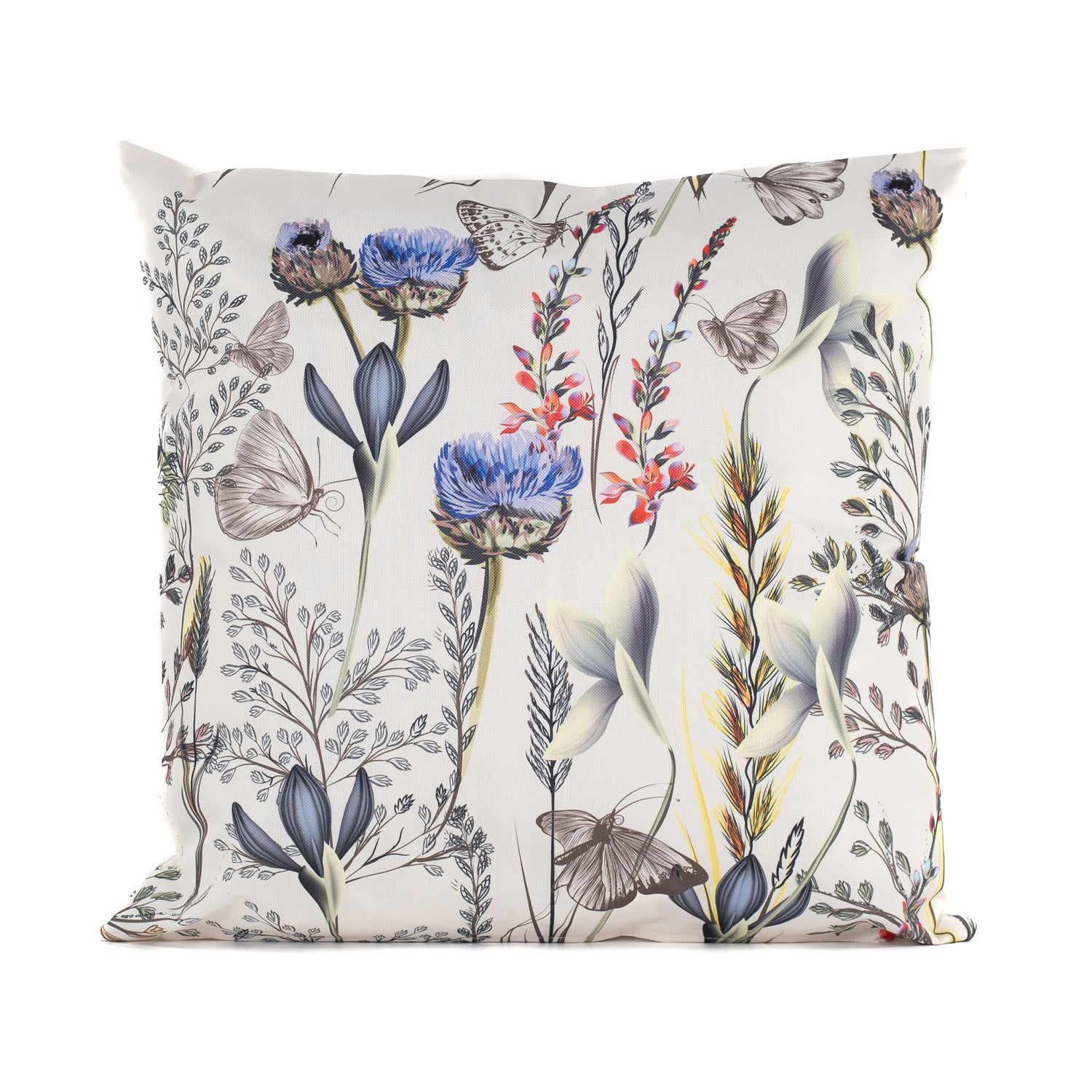 Anna's collection buitenkussen bloem - wit|paars - 45 x 45 cm