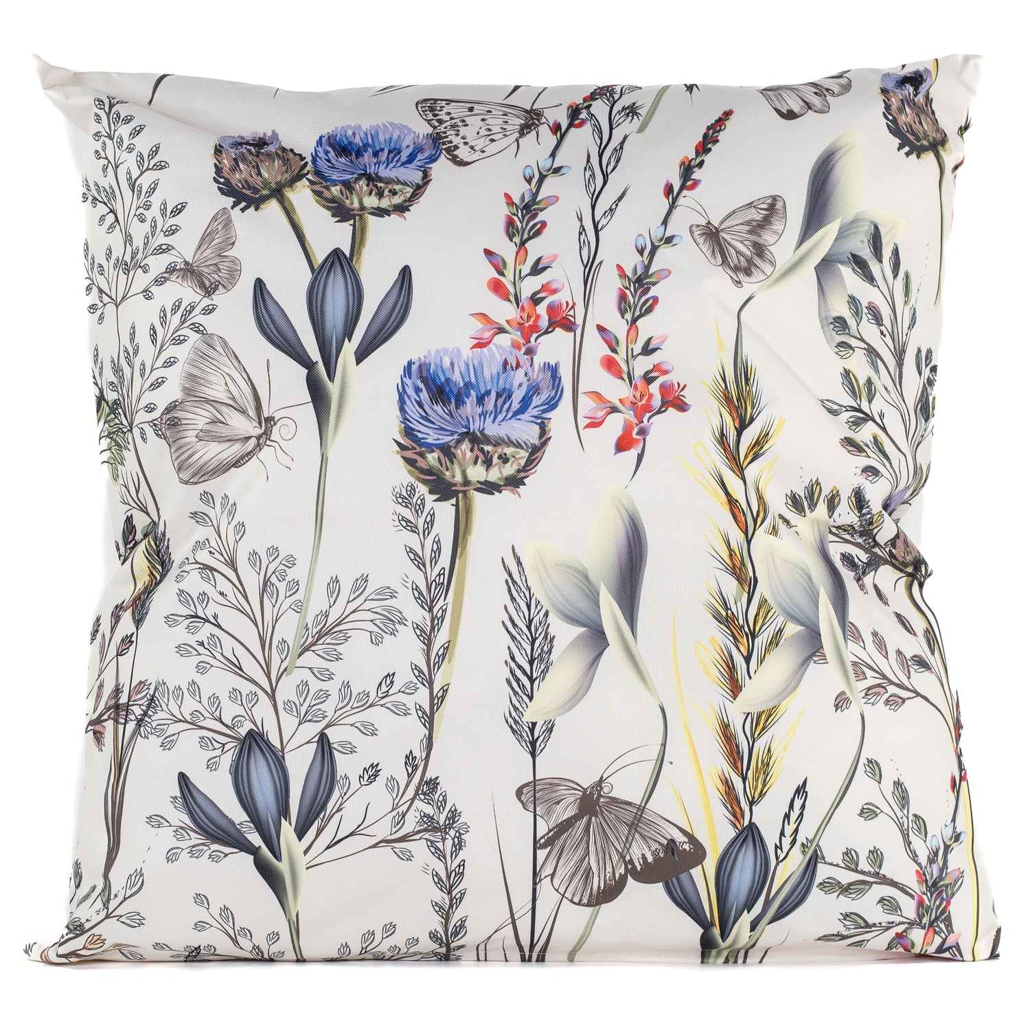 Anna's collection buitenkussen bloem - wit|paars - 60 x 60 cm