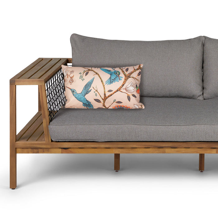 Anna's collection buitenkussen bloem - Creme - 30 x 50 cm