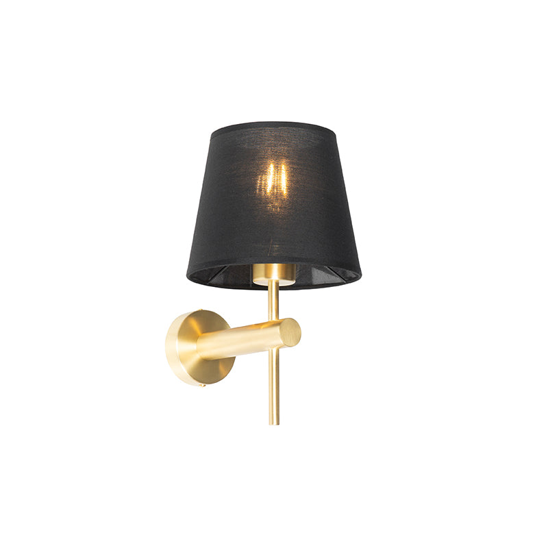 QAZQA Moderne wandlamp messing met zwart - Pluk