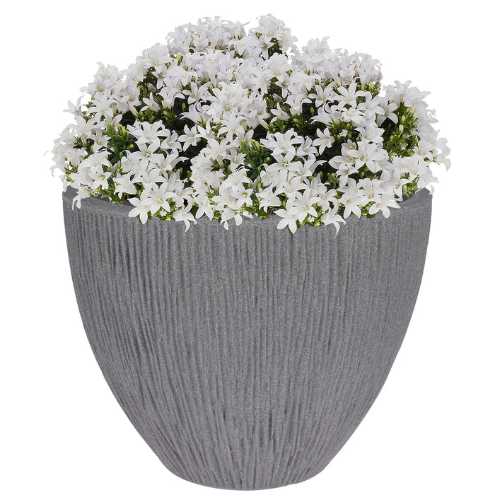 Pro Garden Bloempot geribbeld Lava 31cm Grijs