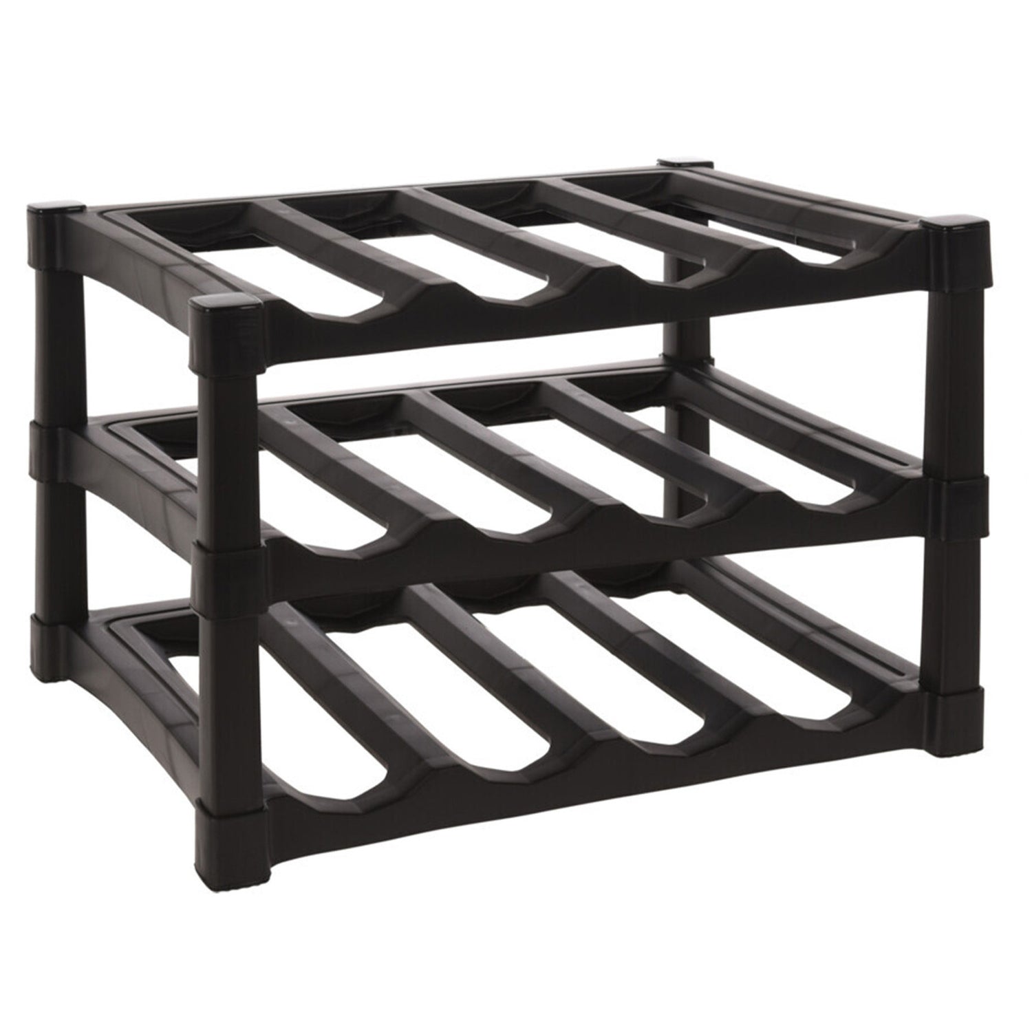 EH Wijnrek - zwart - kunststof - 39 x 30 x 25 cm - 12x flessen