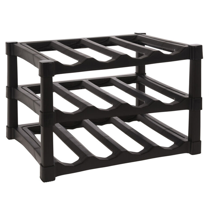 EH Wijnrek - zwart - kunststof - 39 x 30 x 25 cm - 12x flessen