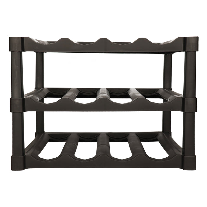EH Wijnrek - zwart - kunststof - 39 x 30 x 25 cm - 12x flessen