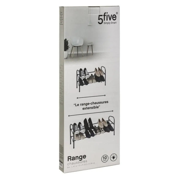 5five Schoenenrek - uitschuifbaar - zwart - 6-10 paar - 61 x 39 cm