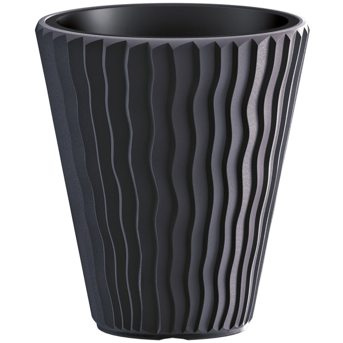 Prosperplast Plantenpot Sand Waves - kunststof - antraciet - D35 cm