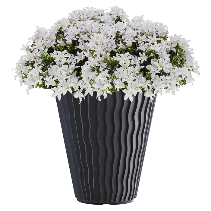 Prosperplast Plantenpot Sand Waves - kunststof - antraciet - D35 cm