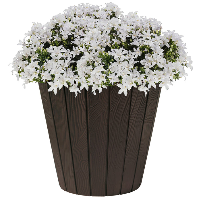 Prosperplast Plantenpot Wood Style - kunststof - donkerbruin - D35 cm