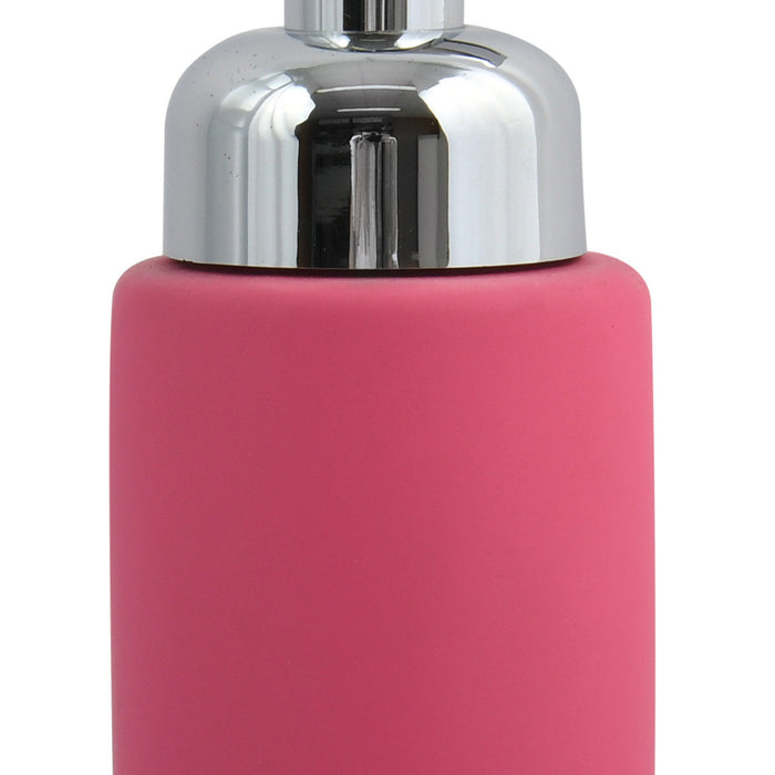 MSV Zeeppompje|dispenser Enzo - keramiek - fuchsia roze|zilver - 18 cm