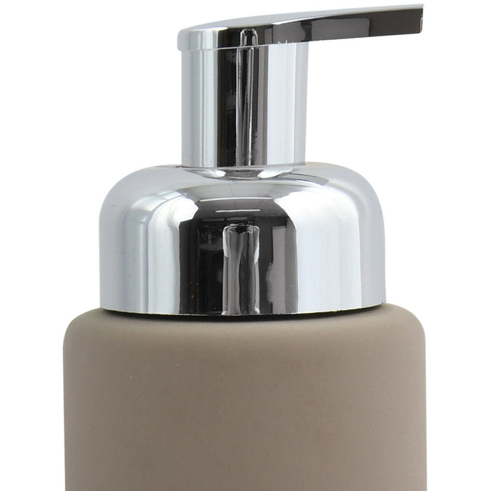 MSV Zeeppompje|dispenser Enzo - keramiek - taupe|zilver - 18 cm