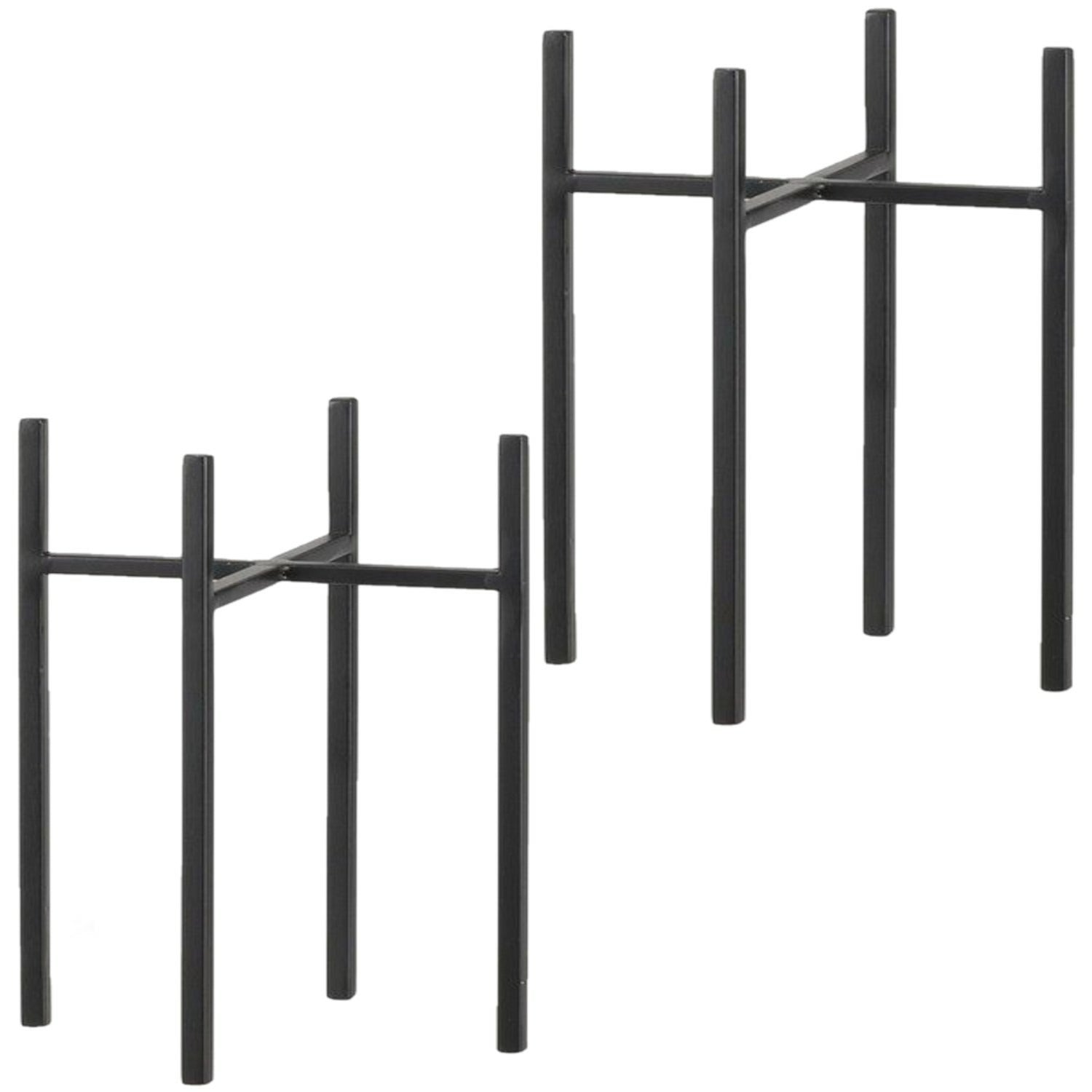 Set van 2x stuks plantenpot|bloempot plantenstandaard|verhoger zwart m