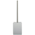MSV Toiletborstel houder Kubik - kunststeen - wit|zilver - 37 cm