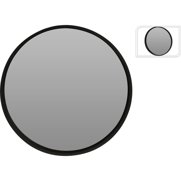 Wandspiegel - rond - hout - zwart - 40 cm