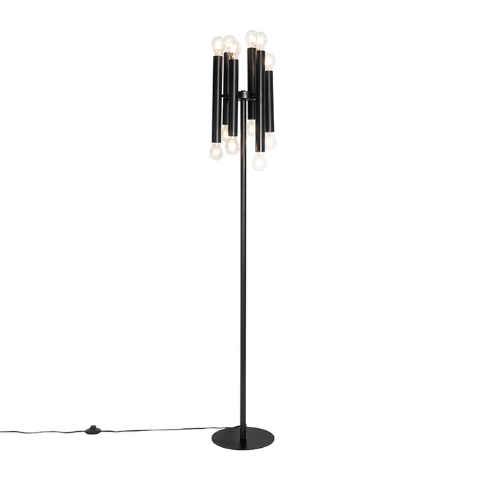 QAZQA Art Deco vloerlamp zwart 12-lichts - Tubi