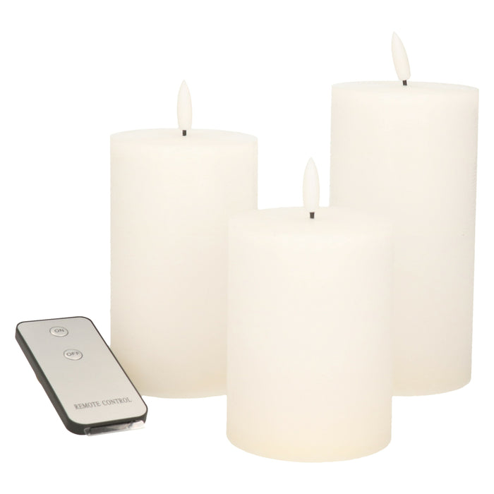 Anna's Collection LED Stompkaarsen met afstandsbediening - 3x - wit