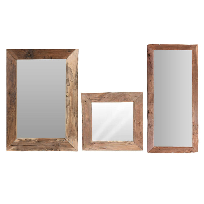 H&S Collection Wandspiegel - teak hout - rechthoek - 70 x 50 cm