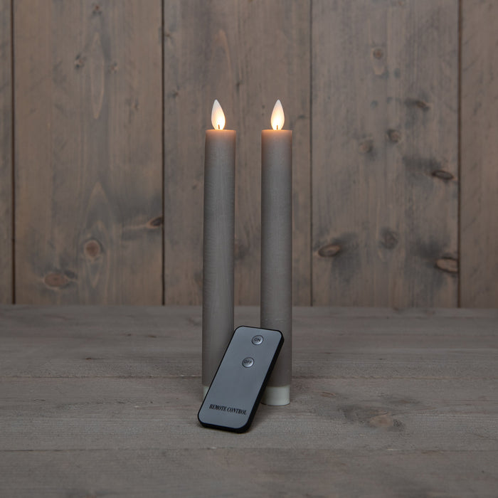 Anna Collection LED dinerkaarsen - 2x st - taupe kleur - 23 cm