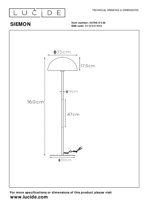 Lucide SIEMON Vloerlamp - Zwart