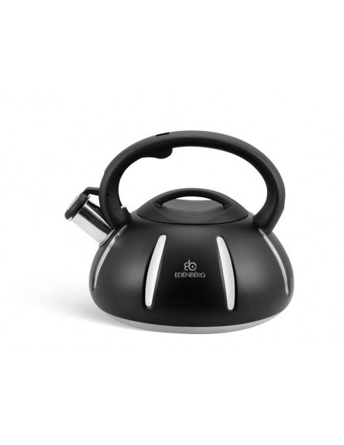 Edenberg Black Line - Luxe RVS Fluitketel - 3.0 liter - Zwart, RVS