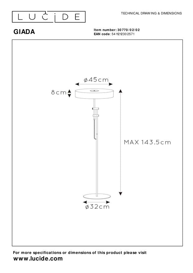 Lucide GIADA Vloerlamp - Mat Goud | Messing