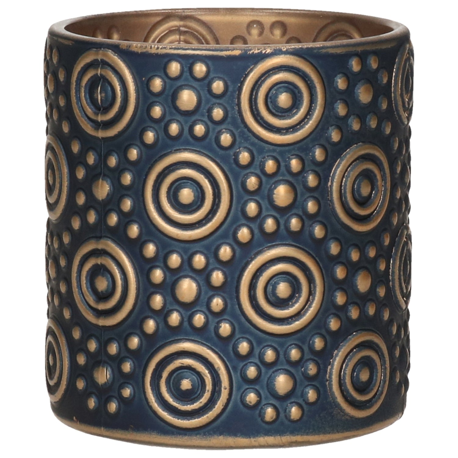 Countryfield theelichthouder|kaarsenhouder - nachtblauw|goud - H8 cm