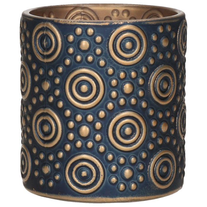 Countryfield theelichthouder|kaarsenhouder - nachtblauw|goud - H8 cm