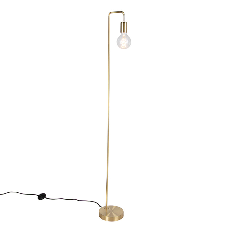 QAZQA Moderne vloerlamp messing 145cm - Facil