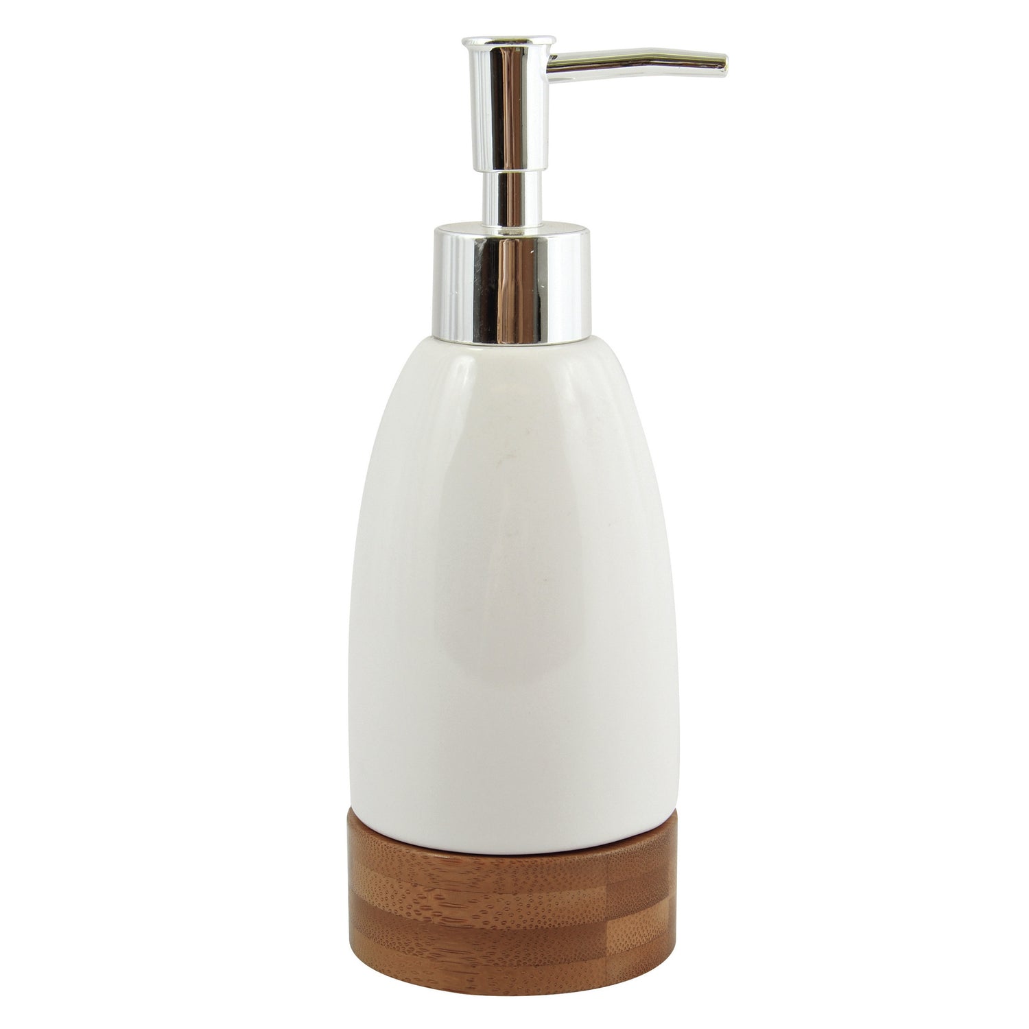 MSV Zeeppompje|dispenser - Tallinn - keramiek|bamboe - wit|hout- 19 cm