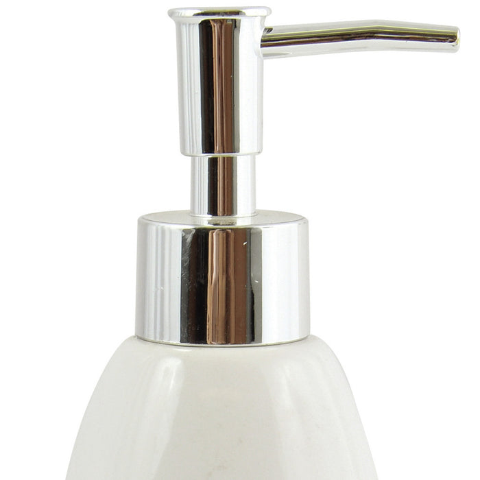 MSV Zeeppompje|dispenser - Tallinn - keramiek|bamboe - wit|hout- 19 cm