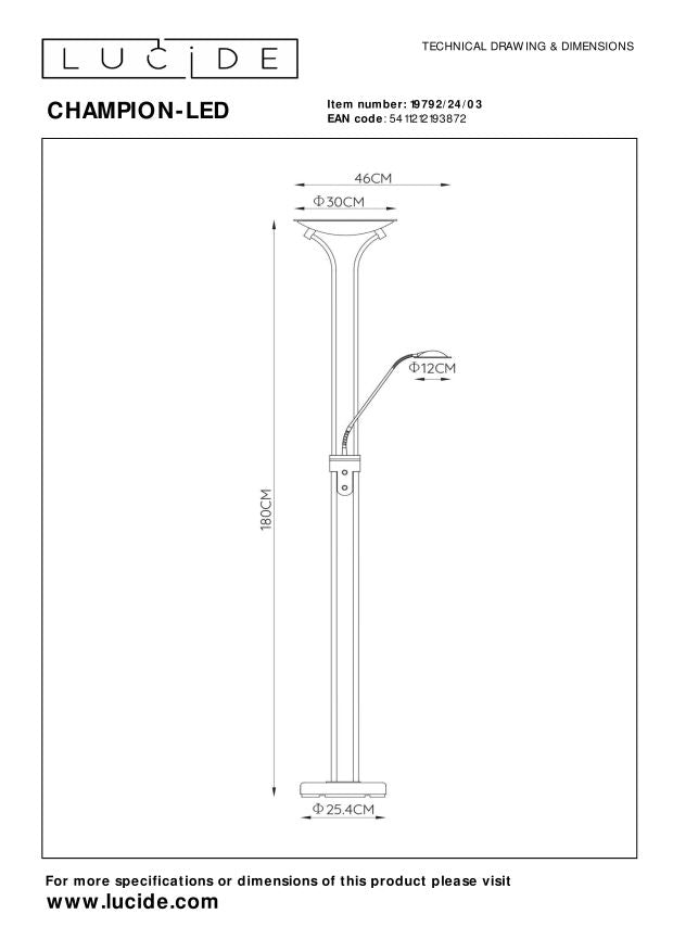 Lucide CHAMPION-LED Leeslamp - Brons