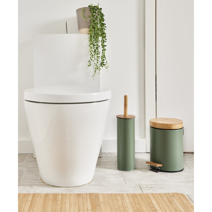 Zeller WC|Toiletborstel in houder - bamboe - groen - H38xD10 cm