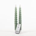 Anna Collection LED swirl dinerkaarsen - 2x st - jade groen - 23 cm