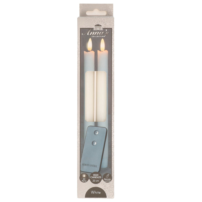 Anna's Collection LED dinerkaarsen - 2x - wit - 23 cm