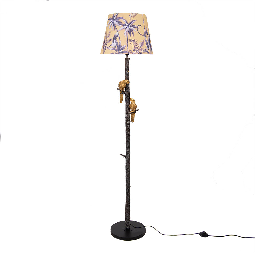 Clayre & Eef Vloerlamp  Ø 37x165 cm  Zwart Goudkleurig Metaal Textiel