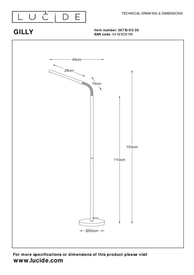 Lucide GILLY Leeslamp - Zwart