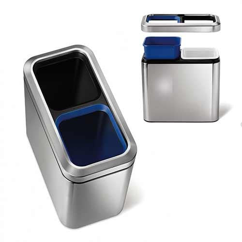 Simplehuman - Afvalemmer Slim Open Recycler, 2x 10 liter - Simplehuman