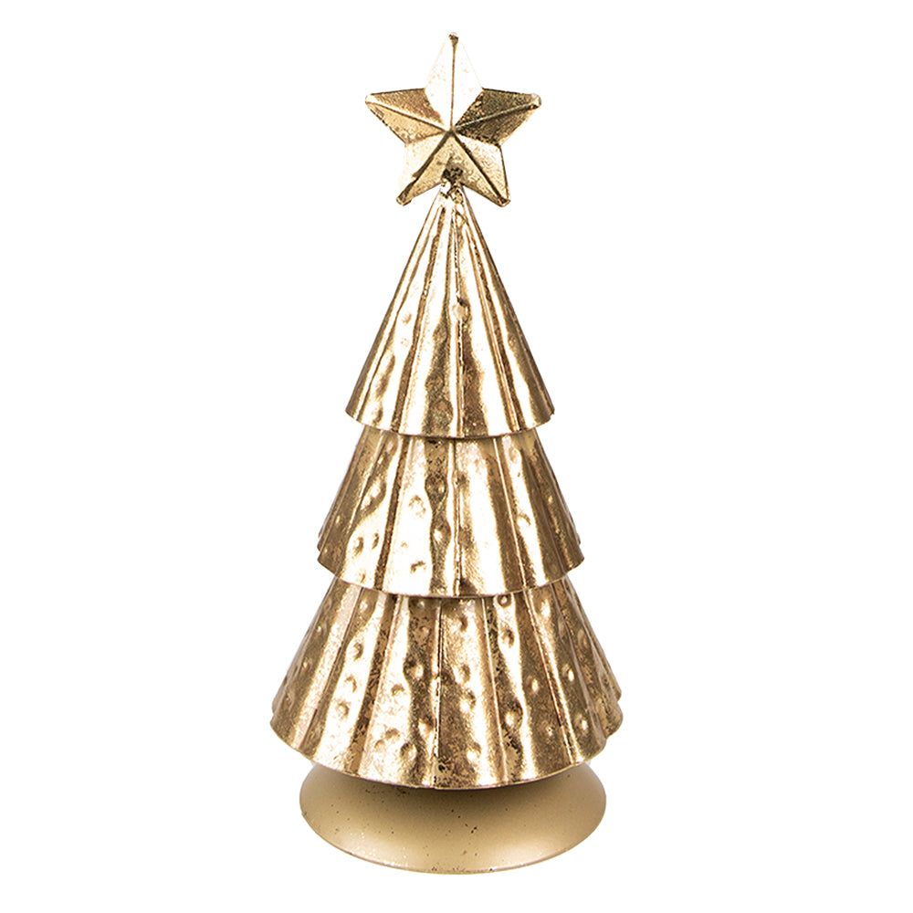 Clayre & Eef Kerstdecoratie Kerstboom 20 cm Goudkleurig IJzer