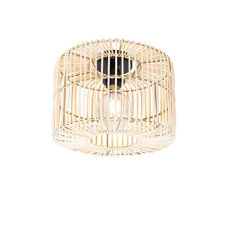 QAZQA Oosterse plafondlamp zwart met rotan - Maud
