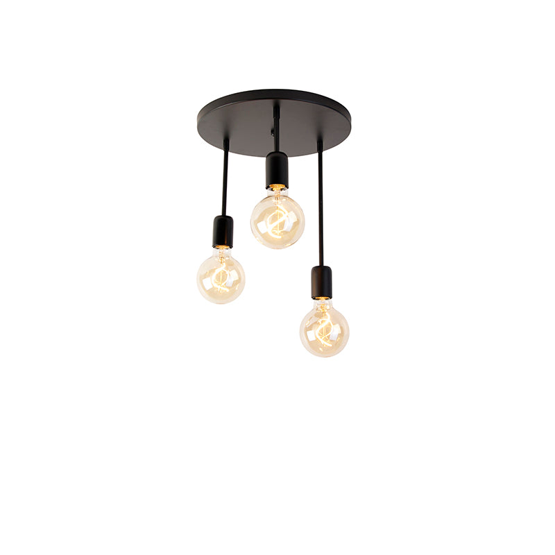 QAZQA Moderne plafondlamp zwart 3-lichts - Facil