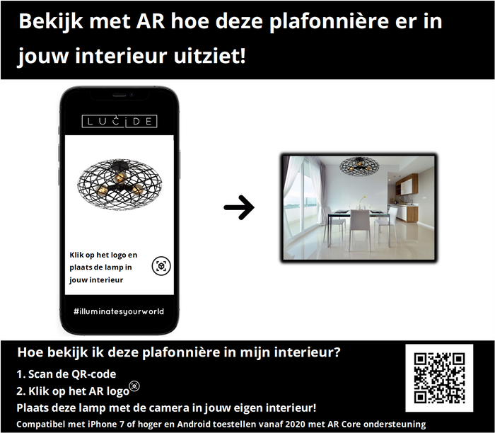 Lucide WOLFRAM Plafonnière 3xE27 - Zwart